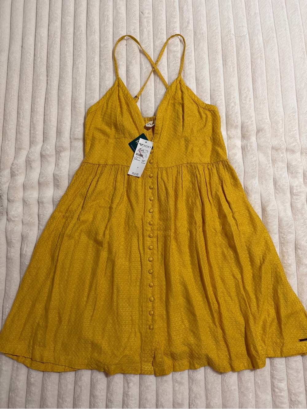 Roxy Mustard Yellow Spaghetti Strap Sundress